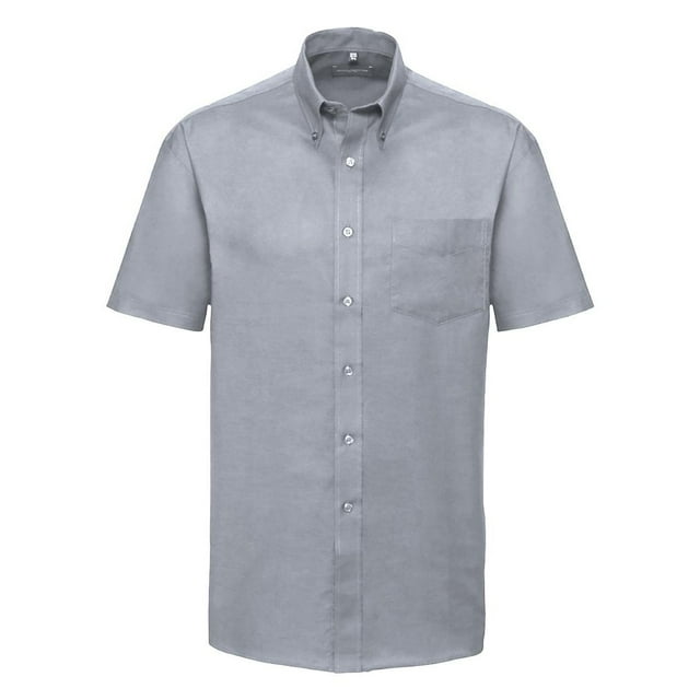 Russell Collection Mens Short Sleeve Easy Care Oxford Shirt