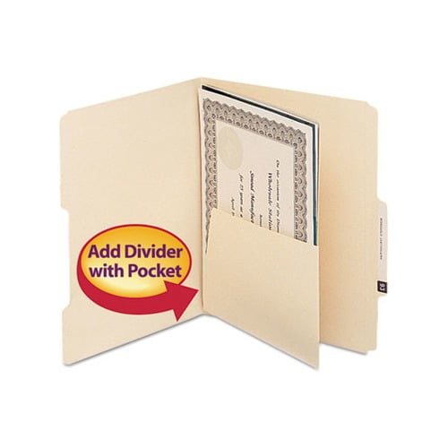Self-Adhesive Folder Dividers for Top/End Tab Folders w/ 5 1/2" Pockets Letter Size, Manila, 25/Pack