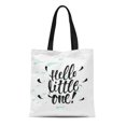 thumbnail image 1 of JSDART Canvas Tote Bag Hello Little One Brush Pen Phrase Cute Letters Durable Reusable Shopping Shoulder Grocery Bag, 1 of 1