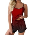 thumbnail image 2 of JMKQLZ Womens Gradient Sling Sleeveless Tank Splicing Shorts Casual Pajamas Set, 2 of 5