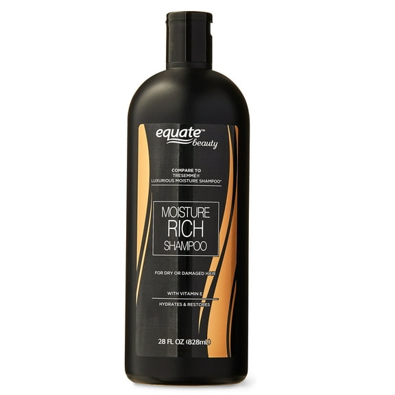 Equate Moisture Rich Shampoo with Vitamin E for Hair Care of Dry or Damaged Hair, 28 fl oz, Compare to Tresemme® Luxurious Moisture Shampoo