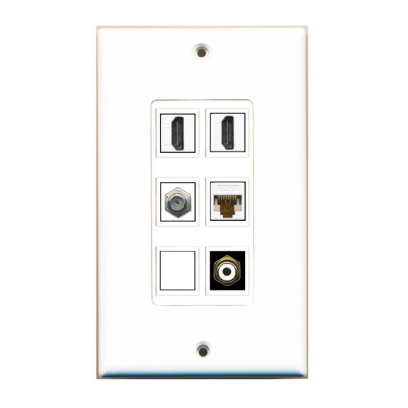 Ultra Spec Cables Custom Wall Plate White with up to 6 Keystone Ports