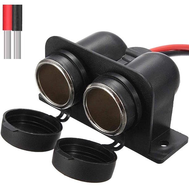Cigarette Lighter Socket 12V Waterproof Dual Power Plug Outlet with