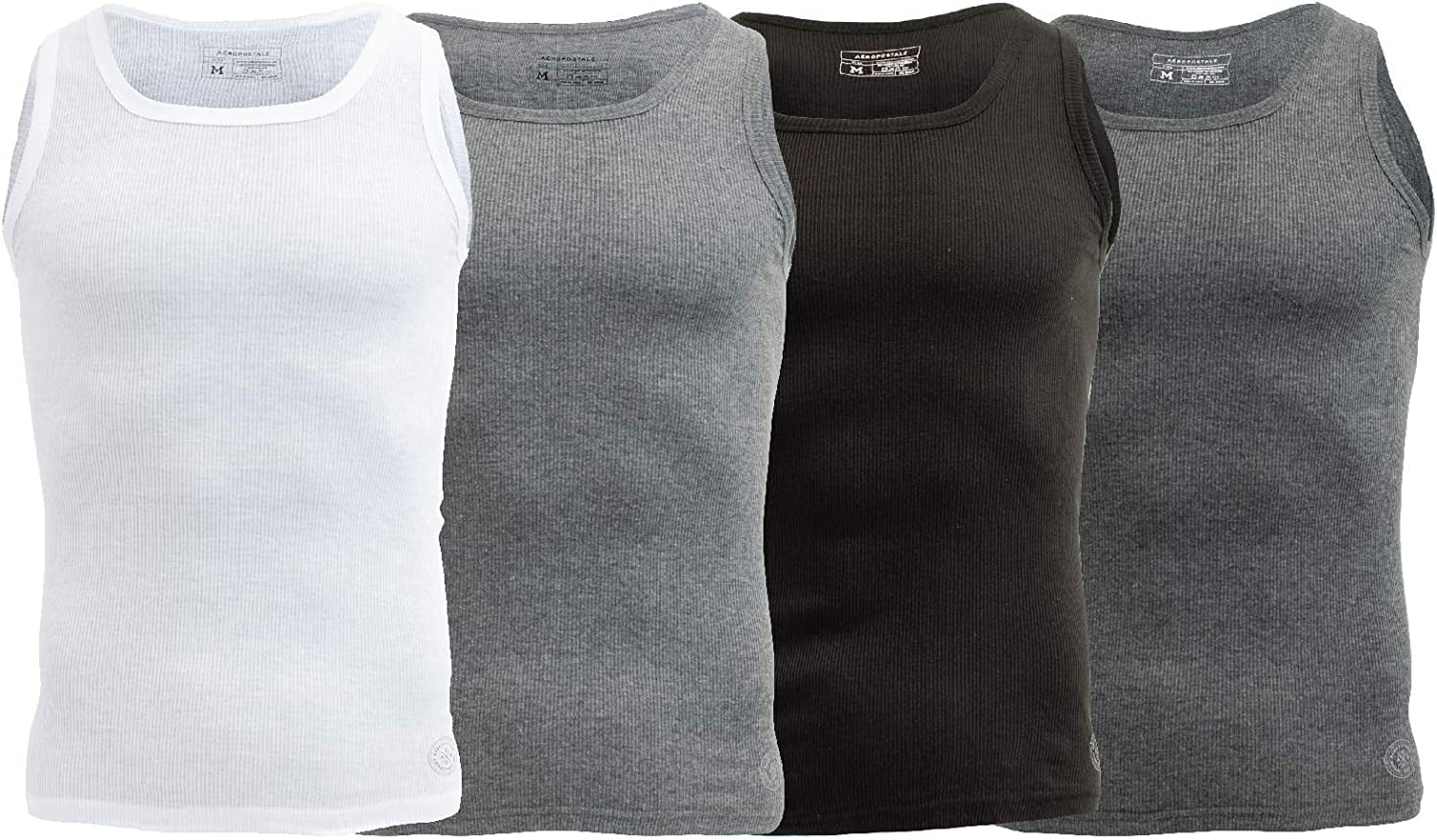 Aeropostale Mens Tank Tops A Shirts Mens Undershirts Contour Fit 4 Pack  Tank Top for Men Large