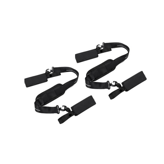 Ski Shoulder Straps and Pole Boot Carrier Black Adjustable Holder Belt - 2 Pack, Storage Bag Included