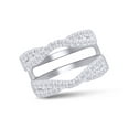 thumbnail image 3 of 1.00 CT Round Cut White Cubic Zirconia Enhancer Double Guard Ring In 14K White Gold Plated Sterling Silver (Color: White, Clarity: VVS1-VVS2, 1.00 Cttw) -4, 3 of 9