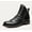 Black, variant on Men's Leather Slip On Boots Comfortable High Top Pointed Toe Elastic Pull On Business Casual Dress Ankle Boots Winter