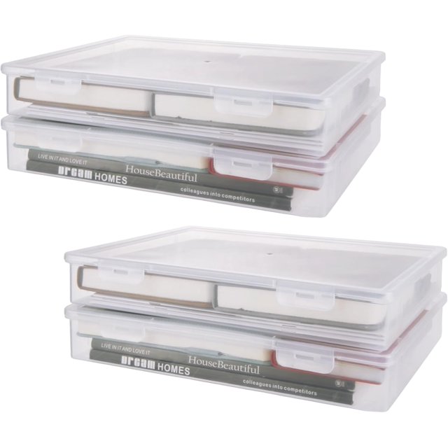 CertBuy Lot de 4 Boîtes de Rangement en Plastique Transparent avec Couvercle à Rabat