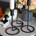 thumbnail image 3 of Cylinder Top Taper Candle Holders, Set of 3, Artisan Crafted, Finished in Black, Hand Rubbed Iron, 12.5, 10.25, and 7.75 Inches Tall, 3 of 6