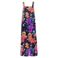 thumbnail image 4 of WTOBBY Women's Sleeveless Cotton Romper with Halloween Print, Casual Overalls Featuring Adjustable Straps, Pockets, Comfy Fit for Summer, Cute and Stylish,Dark Purple2XL, 4 of 7