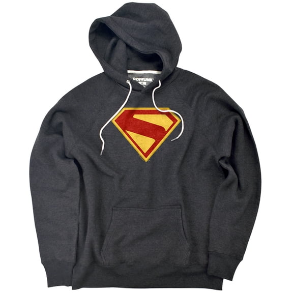 Superman 2025 Logo Unisex Adult Slim Fit Pull-Over Heather Hoodie, Charcoal, Small
