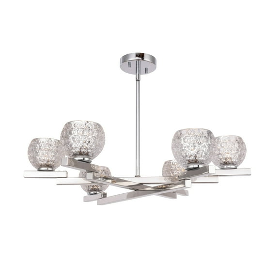 Woodbridge Lighting Jewel 6-Light Glass Chandelier in Crystal Mercury/Chrome