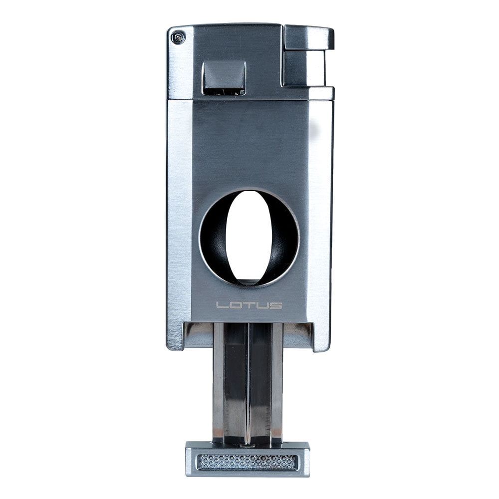 Lotus Excalibur Double Torch Lighter with 2 Cutters - Chrome/Silver