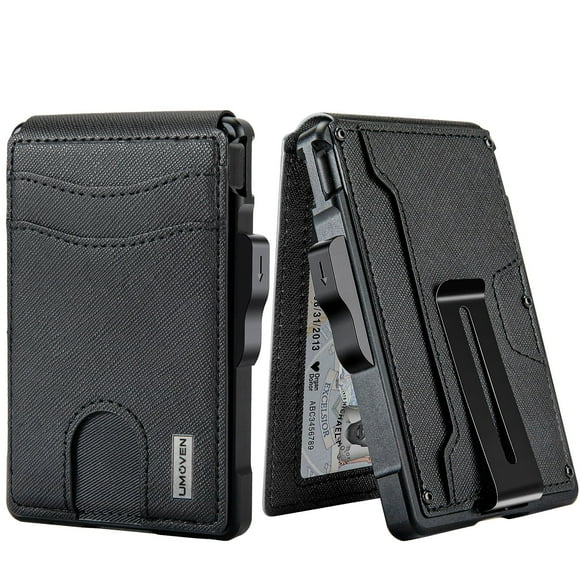 Wallet Umoven, minimalista, de piel con bloqueo RFID para hombre