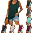thumbnail image 6 of Fimkaul Women's Tank Top Sleeveless Casual Tops Henley Scoop Neck Tunic Soft Button Down Summer Basic Shirts Blue M, 6 of 6