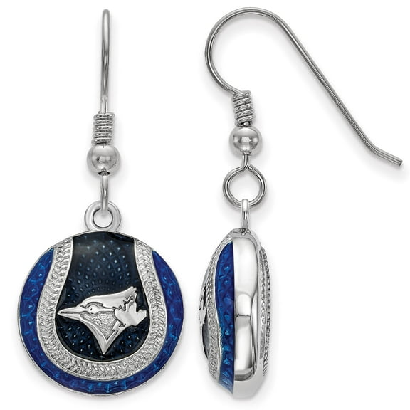 Women's Toronto Blue Jays Sterling Silver Enameled Baseball Earrings