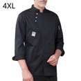 thumbnail image 2 of Botones de chef de la chef de manga larga del invierno del invierno con los bolsillos delanteros camisas para hombres Trajes profesionales para restaurante negro 4xl seitruly LF000332-18, 2 of 7