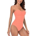 thumbnail image 6 of RELLECIGA Women's Twist Front Ruched One Piece Swimwear Bandeau Strapless Swimsuit Tummy Control One piece Bathing Suit, 6 of 9