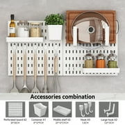 Vtin Pegboard Combination kit, 4 Peg boards and 18 Accessories Modular Hanging for Wall OrganizerSuitable for Wall Storage,Ornaments DisplayNursery Storage, White peg board22''x22''