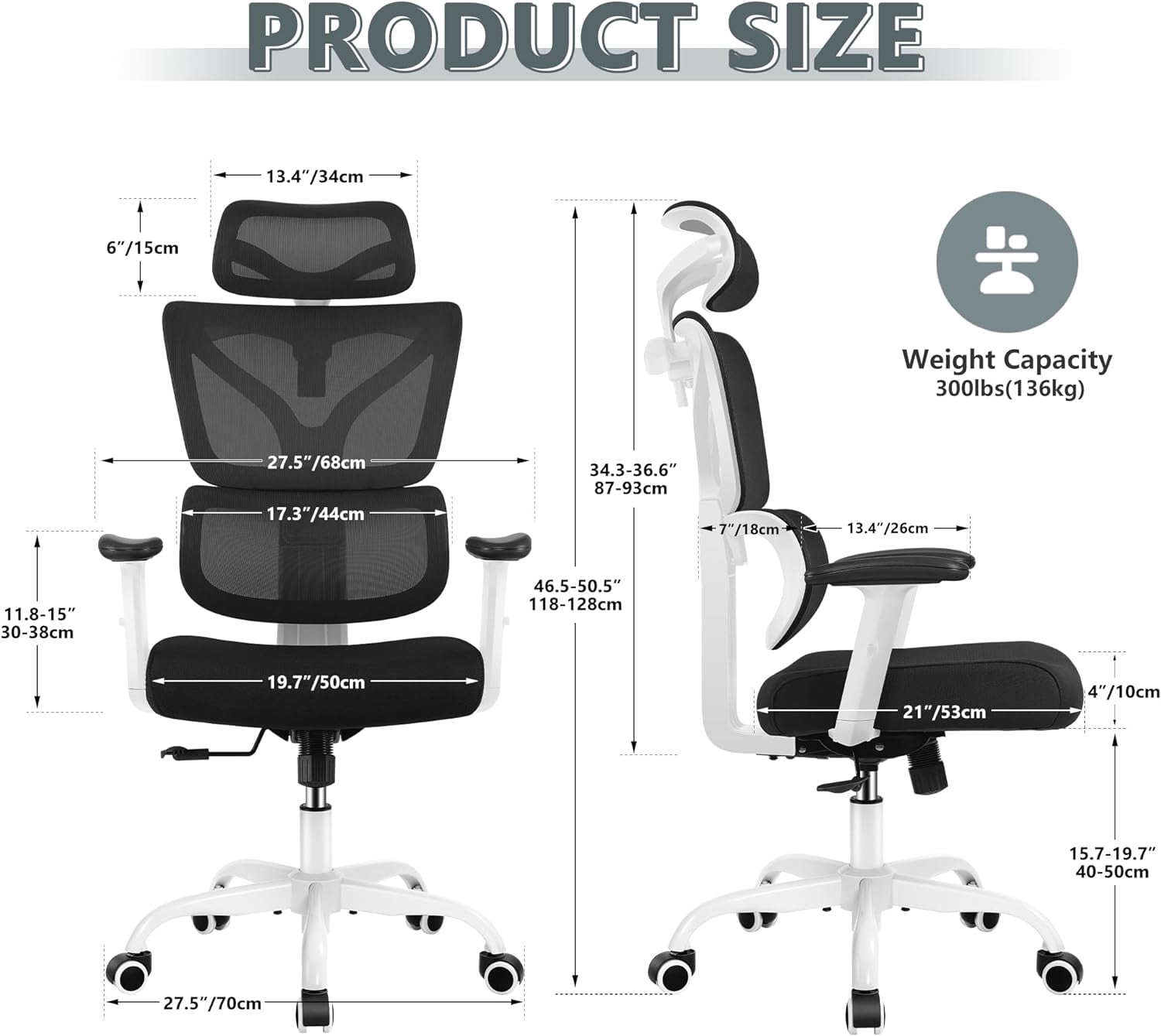 Office Chair, Ergonomic Desk Chair with Adjustable Height and Lumbar Support Swivel Desk Computer Chair with Flip up Armrests for Conference Room, Drak Gray