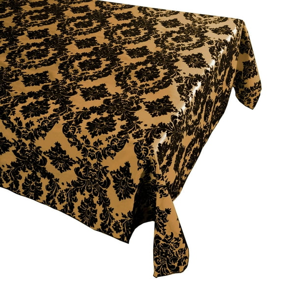 Flocking Damask Taffeta Tablecloth Gold