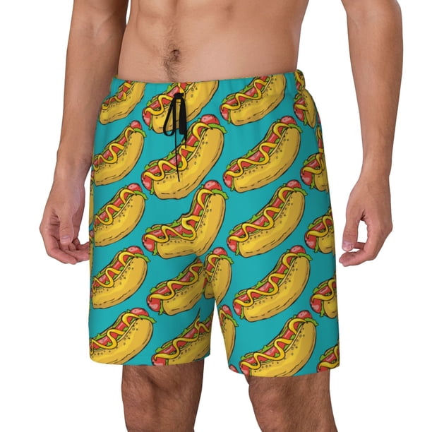 Fotbe Hot Dogs 8 Traje de Baño para Hombre – Shorts de Natación de Secado Rápido con Forro y Bolsillos-3X-Large