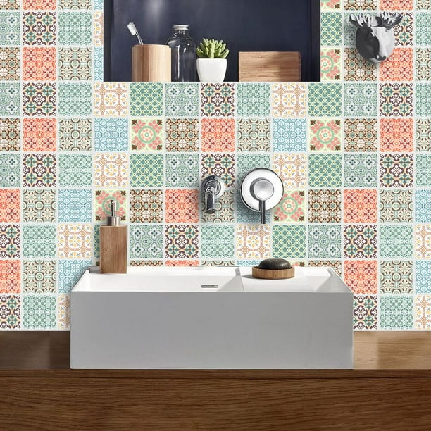 10 Piezas Varios Patrones Calcomanías de Pared Calcomanías de Salpicaduras de Cocina Calcomanías para 6x6 Pu - , 15x15cm Colco Etiqueta autoadhesiva de la pared