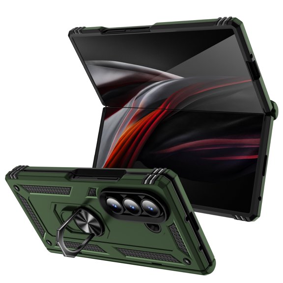 Mynvo Rugged Case for Samsung Galaxy Z Fold 8 Ultra, Slim Fit Shockproof Non-Slip Cover with Metal Rotatable Ring Stand, Magnetic Car Mount Holder Case for Samsung Galaxy Z Fold8 Ultra,