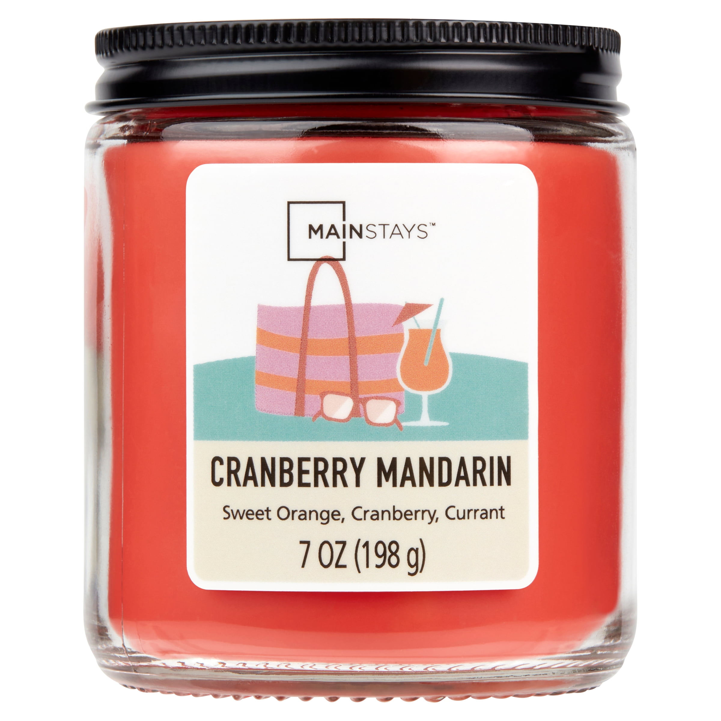 (3 pack) Mainstays Single-Wick Twist Glass Jar Scented Candle, Cranberry Mandarin, 7oz.