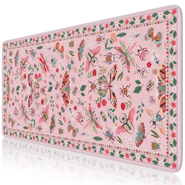 Almohadilla de escritorio iCasso, color rosa, tamaño XXL, 90 x 40 cm, con bordes cosidos antideslizantes