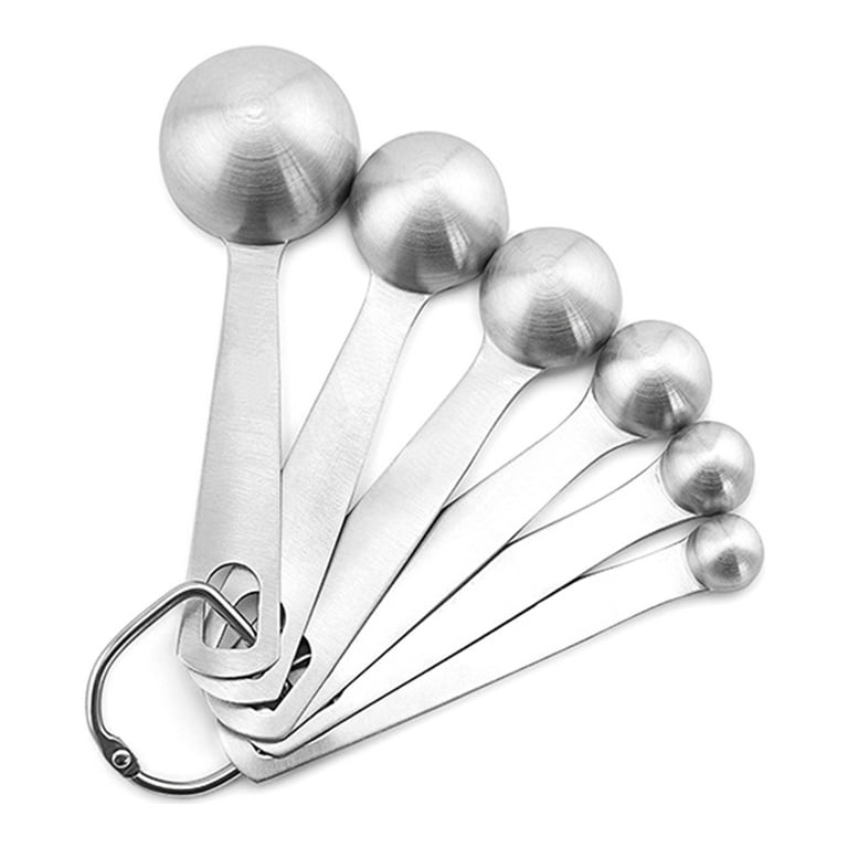 6Pcs 430 Stainless Steel Measuring Spoons Set - Kitchen Aid Metal Spoons, Measuring  Tiny Dry and Liquid Ingredients 