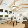 thumbnail image 6 of Magic Home 36-Lights Wagon Wheel Chandelier,2 Tier Extra Large Farmhouse Chandelier Light Fixture,Round Rustic Lighting,Glod, 6 of 9