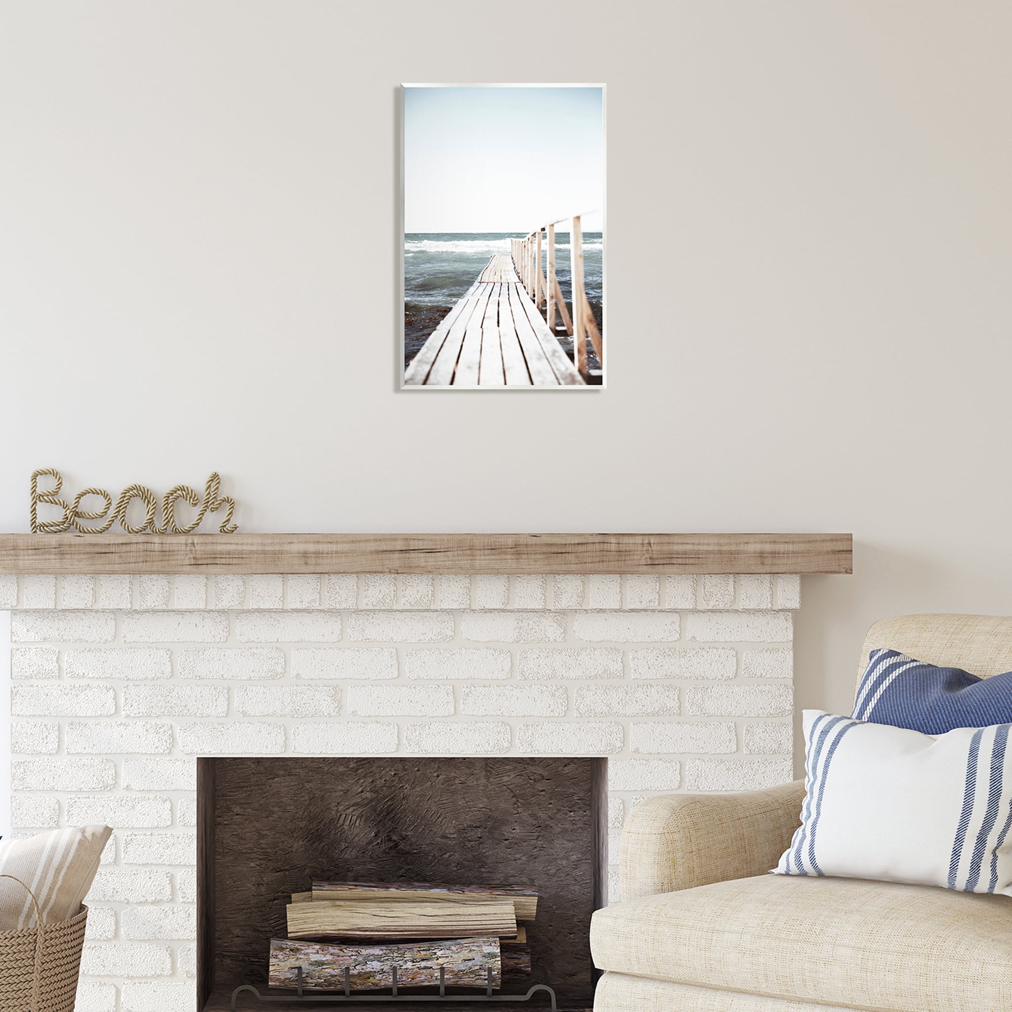 Stupell Industries Ocean Bay Dock Boardwalk Horizon Coastal Photography Unframed Art Print Wall Art