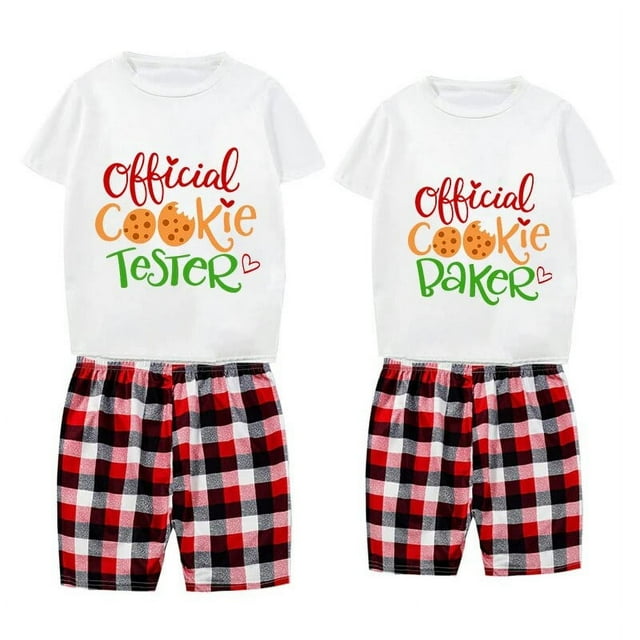 Pijamas de pareja de Navidad a juego, probador de galletas oficial y panadero, ropa de dormir corta para adultos