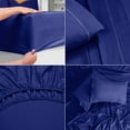 thumbnail image 4 of MALLONI HOME Full Size Sheet Set - Cotton Rich Bedding Sets Full, 4 Piece Deep Pocket Full Bed Sheets - Ultra Soft, Wrinkle Resistant, Quick Dry, Easy Care Full Sheets - Navy Blue, 4 of 6