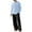 Blue,Black, variant on ZVNAΖH Men's 2-Piece Linen Set Keyhole Neck Long Sleeve Shirt & Wide Leg Pants Hawaiian Vacation Outfit Casual Beach Set