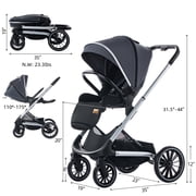 Baby Stroller,Revisable Seat,High Land Scape,Carrie to 40lbs,Unisex Standard Pram Toddler Infant(Brown)