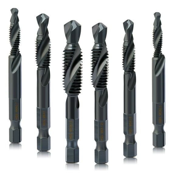 6PC Titanium Hexagonal Handle Composite Tap Sleeve Wire Drilling and Tapping Chamfering