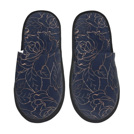 Balery Navy Dark Blue Slient Indoor Furry Fleece Comfort House Shoes Soft Non-Slip Home Shoes Cotton slippers House Slippers-- Medium