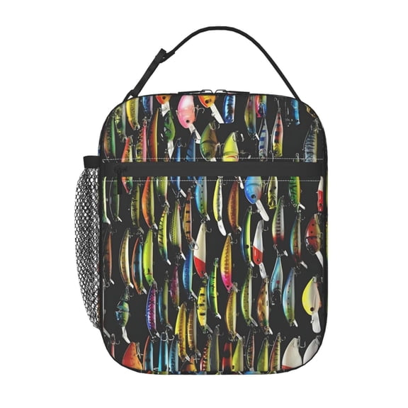 Fishhook Fish Lunch Bag Portable Thermal Lunch Box for Men and Women