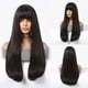thumbnail image 2 of Peluca larga recta negra con flequillo para mujer, suave y cómodo Natural pelo sintético, pelucas de fiesta diarias, fibra de alta temperatura, 2 of 4