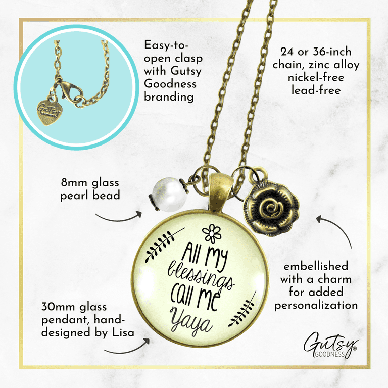 Yaya Necklace My Blessings Gutsy Goodness Greek Grandma Gift Adult