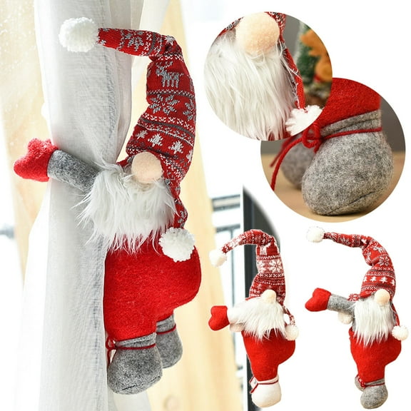 putnchl Christmas Curtain Buckle Santa Fastener Buckles Faceless Doll Door Curtain Tie Rope For Window Home Decoration