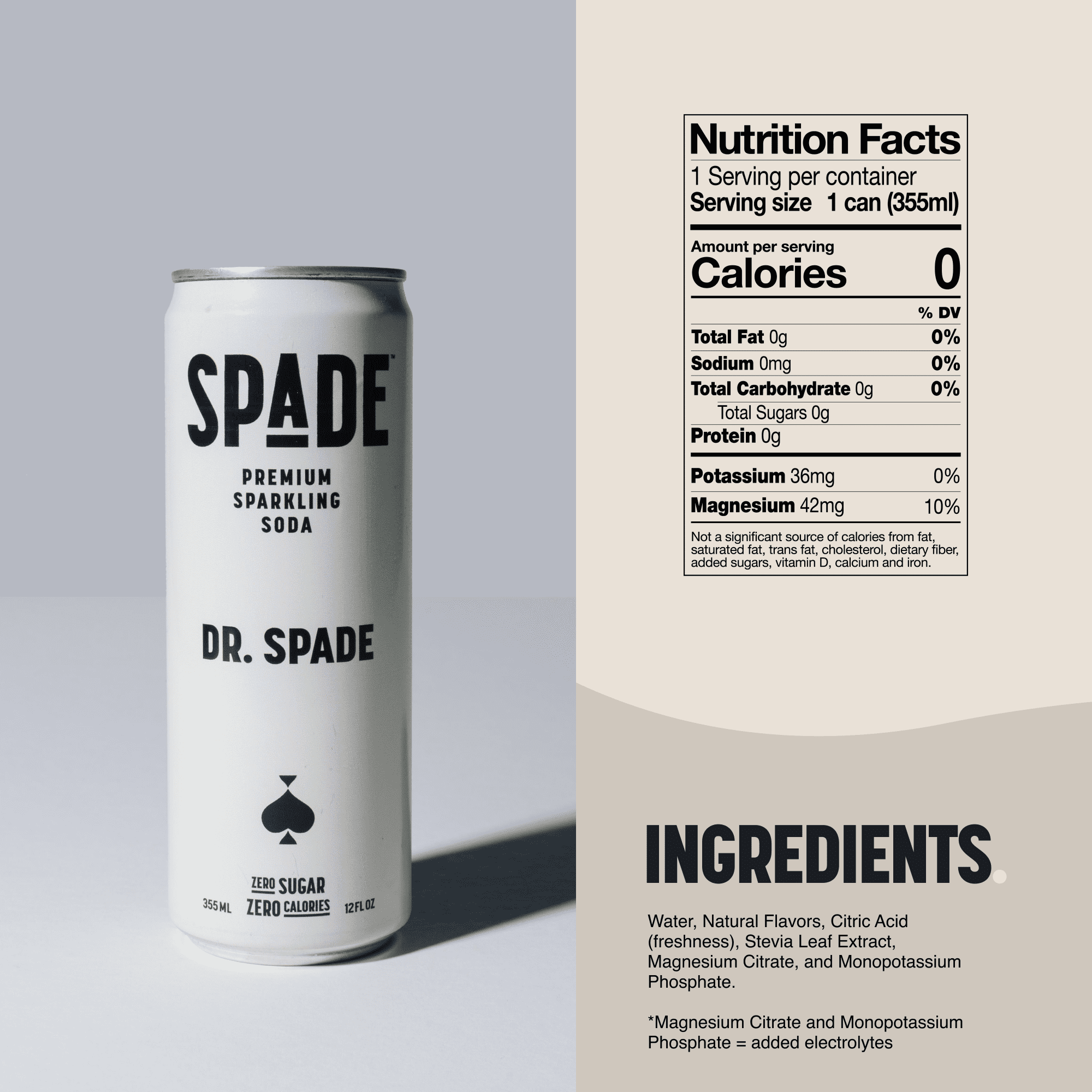 Spade Premium Natural Soda – Zero Sugar Dr. Spade (12 Pack, 12 oz Cans)