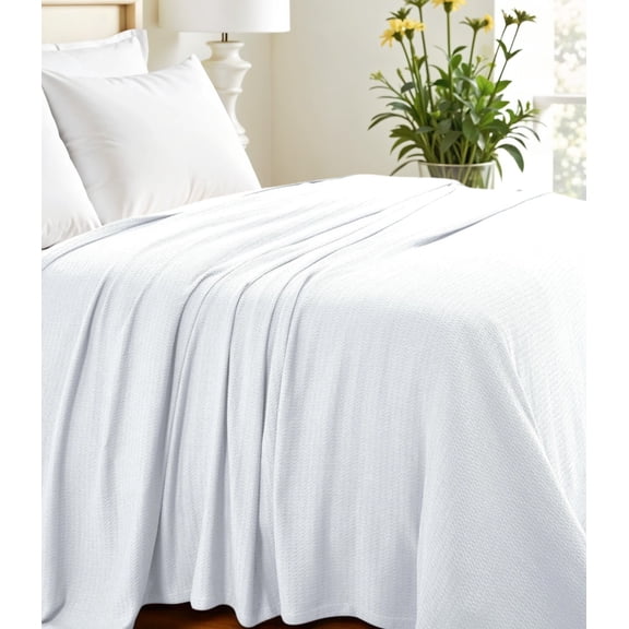 King White Cotton Waffle Weave Honeycomb Blanket