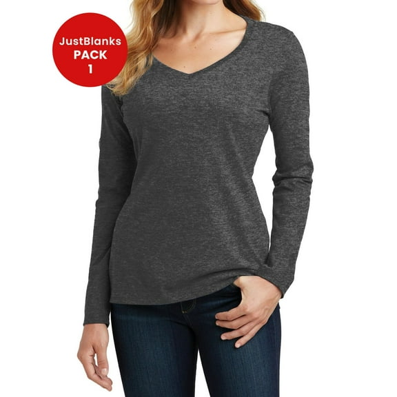 JustBlanks Women Long Sleeve V Neck Tee Soft Stylish Comfortable