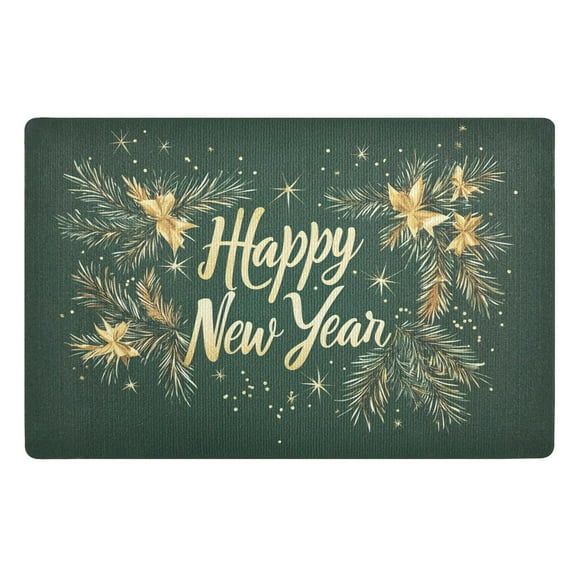 ALAZA Happy New Year Door Mat Outdoor Indoor Entrance Low Profile Floor Rugs 32"x20"