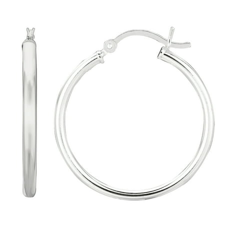 Sterling Silver Round Tubular Shiny Hoop Earrings 3x35 Mm Sterling Silver Round Tubular Shiny Hoop Earrings 3x35 Mm