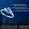 thumbnail image 2 of Gem Stone King 2.00 Ct Oval Swiss Blue Topaz Pink Lab Grown Diamond 925 Sterling Silver Ring, 2 of 6