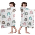 thumbnail image 4 of White Boho Bohemia Rainbow Leopard Hearts Pattern Hooded Bath Towel，50"x30" for Ages 3 To 12 Kids, Quick Dry Lightweight Soft Microfiber Hood Beach Towel Cover Up for Kids, 4 of 7